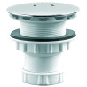 Bonde de douche Ø60mm,capot métal Ø90mm,sortie vert. à visser et/ou coller Ø40mm