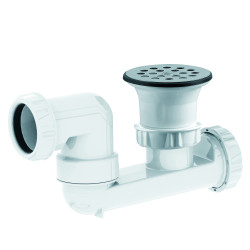 Bonde douche Ø50, grille Ø70, sortie horizontale orientable Ø40, corps 70% PCR