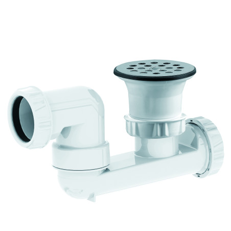 Bonde douche Ø50, grille Ø70, sortie horizontale orientable Ø40, corps 70% PCR