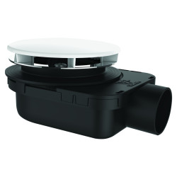 Bonde douche ultra-plate NF Ø90, SMART, capot ABS blanc, H.48 mm,corps 70% PCR