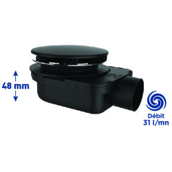 Bonde douche ultra-plate NF Ø90, SMART, capot ABS mat, H.48, corps 70% PCR