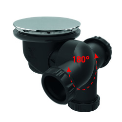 Bonde douche Ø90 GOULUE,capot serti inox,sortie orientable Ø40,corps plastique