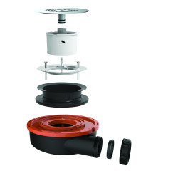 Bonde douche extra-plate Ø90, FLUSH 44,grille inox, H.60mm, corps 70% PCR