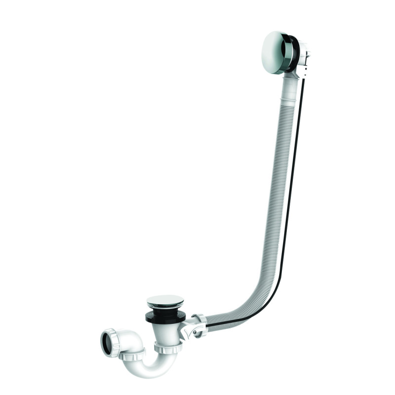 Vidage bain NF câble 650mm, volant/clapet inox,cuvette et corps 100% PCR