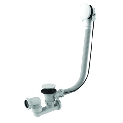 Vidage bain à câble 650, volant design, clapet/cuvette ABS blanc,corps 100% PCR