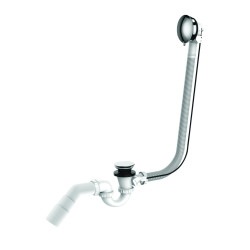 Vidage bain,câble 650,volant ABS chromé,clapet inox,sortie coudée,corps 100% PCR