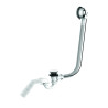 Vidage bain,câble 650,volant ABS chromé,clapet inox,sortie coudée,corps 100% PCR