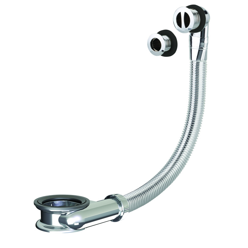 Trop-plein universel chromé avec enjoliveur pour orifice diam 25 et 30 mm
