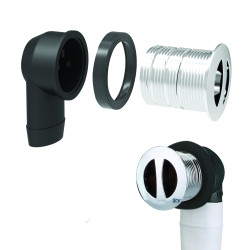 Trop-plein universel chromé avec enjoliveur pour orifice diam 25 et 30 mm