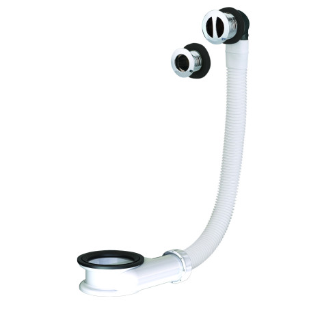 Trop-plein universel blanc avec enjoliveur chromé pour orifice diam 25 et 30 mm