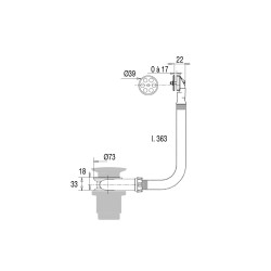 Trop-plein lavabo Ø39mm, serrrage 0 à 17 mm, intercalaire blanc H. 33mm