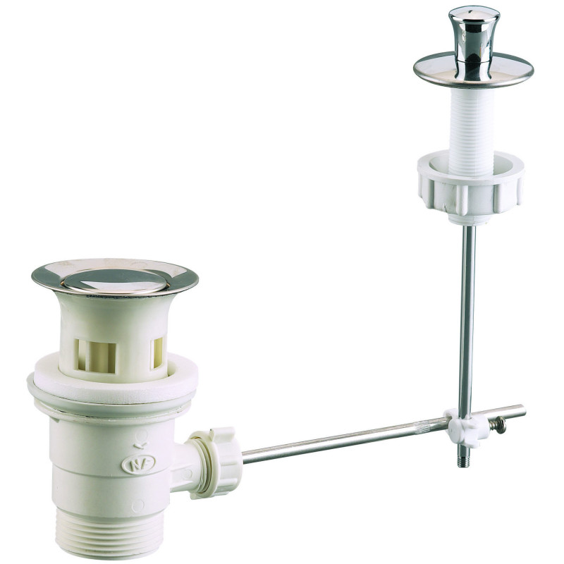 Bonde lavabo automatique,tirette verticale,clapet inox Ø40mm,serrage 33 à 48mm