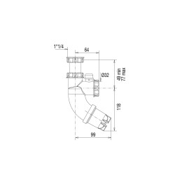 Siphon lavabo plastique blanc SIFOBLIC, réglable 49/77mm, sortie Ø32mm