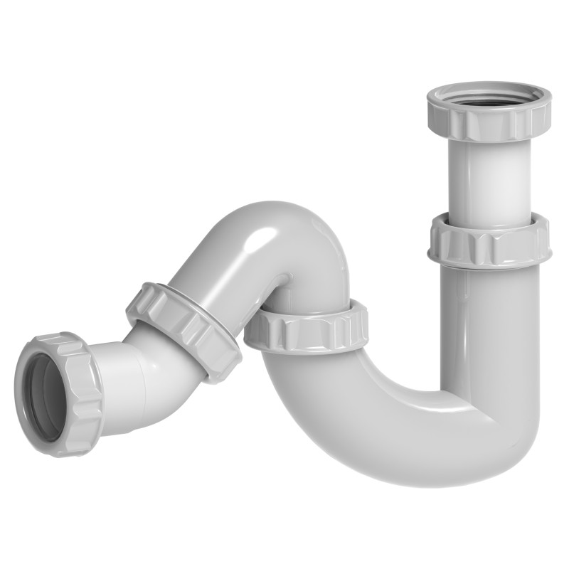 Siphon lavabo réglable 118/165mm, sortie multi-directionnelle,corps 100% PCR