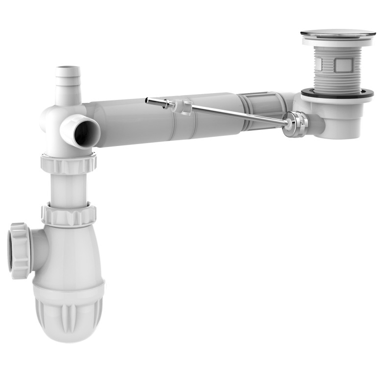 TBXP lavabo à tirette extra-plat/réglable,clapet inox, siphon NF, corps 100% PCR