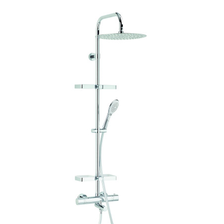 Combiné bain-douche OPIUM 300, robinetterie thermostatique, tablettes