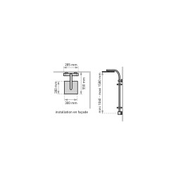 Combiné de douche TOUAREG 300x300, robinetterie thermostatique, tablettes, réf. 66960000000