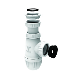 Siphon universel NF réglable, entrée 1"1/2 -1"1/4,sortie Ø32/40mm,corps 100% PCR
