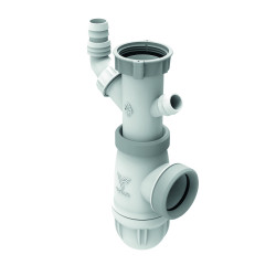 Siphon évier NF joints intégrés , réglable 118-162mm, prises,corps 100% PCR