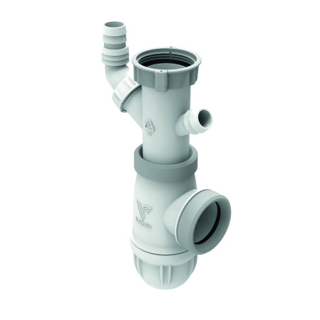 Siphon évier NF joints intégrés , réglable 118-162mm, prises,corps 100% PCR