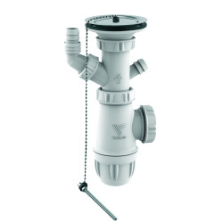 Équipement évier 1 cuve Ø60 sans TP incorporé,cuvette inox Ø85,corps 100% PCR