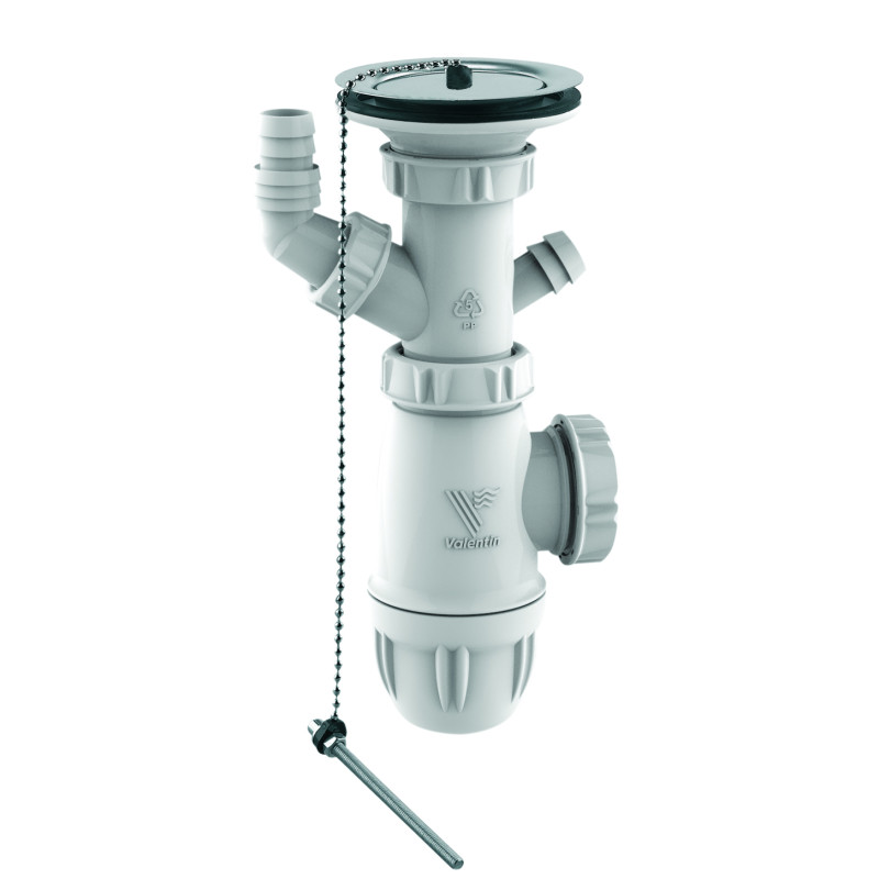 Équipement évier 1 cuve Ø60 sans TP incorporé,cuvette inox Ø85,corps 100% PCR