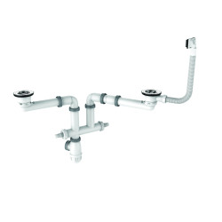 Vidage gain espace ELIPSO évier 2 cuves Ø60, H. 89,5, avec TP,corps 100% PCR