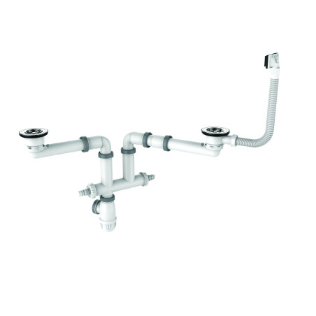 Vidage gain espace ELIPSO évier 2 cuves Ø60, H. 89,5, avec TP,corps 100% PCR
