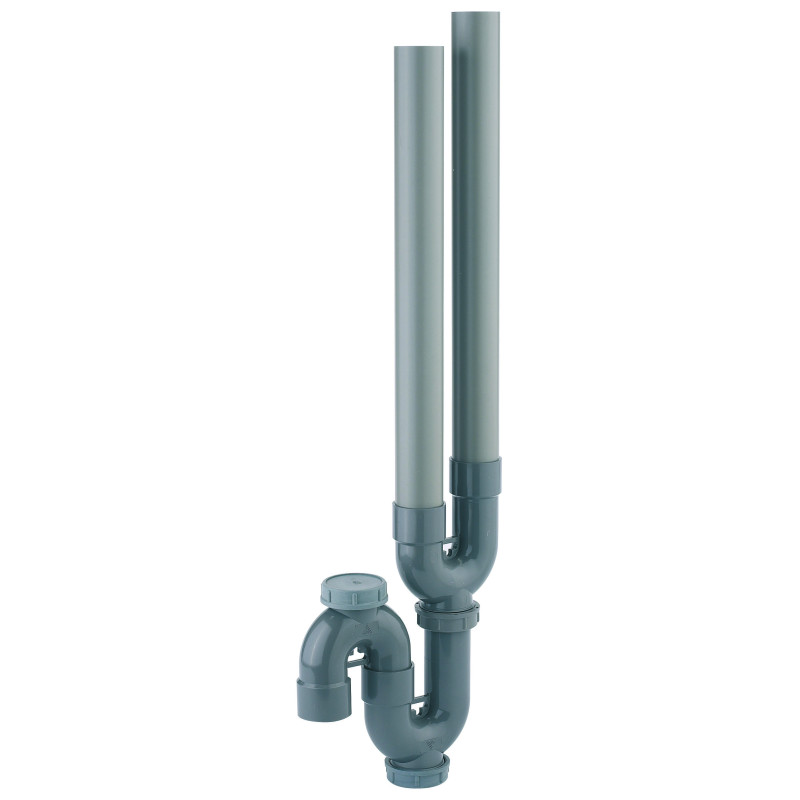 Siphon double entrée machine à laver, PVC,Øint. 35mm, sortie verticale Ø40mm