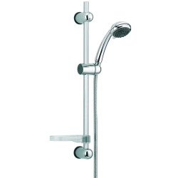 Ensemble MORGANE 3 jets, barre Ø18x600mm, porte-savon, flexible inox double agrafage 1,75 m