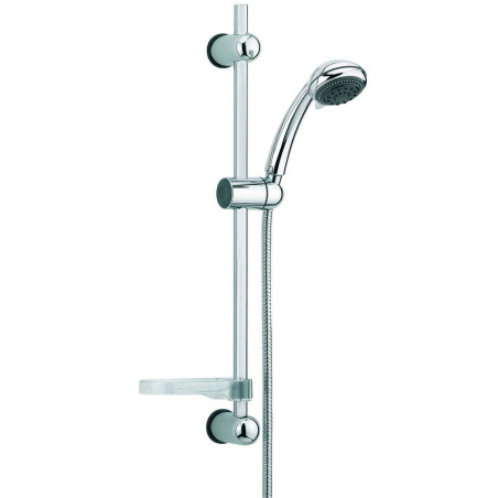 Ensemble MORGANE 3 jets, barre Ø18x600mm, porte-savon, flexible inox double agrafage 1,75 m
