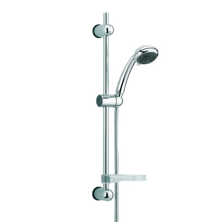 Ensemble MORGANE 3 jets, barre inox chromé Ø18x600mm, porte-savon, flexible 1,75 m