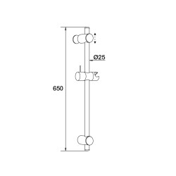 Barre de douche design Ø25mmx650mm, pieds réglables, cale de rattrapage d'aplomb