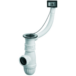 Équipement évier 1 cuve Ø50 à bouchon, serr 0-18mm, avec TP,corps 100% PCR
