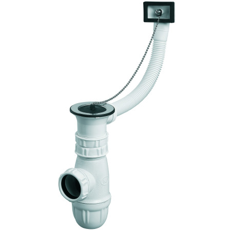 Équipement évier 1 cuve Ø50 à bouchon, serr 0-18mm, avec TP,corps 100% PCR