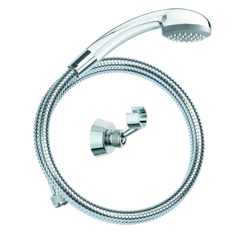 Kit douche 1 jet COBRA chromé, flexible métal 1,75 m, support mural rotule