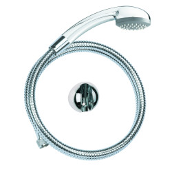 Kit douche 1 jet COBRA chromé, flexible métal 1,75 m, support mural sphérique