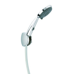 Kit douche 2 jets GO STOP, flexible PVC argenté 1,50 m, support mural 3 positions