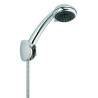 Kit douche 3 jets MORGANE, flexible métal double agrafage 1,50 m, support mural 3 positions
