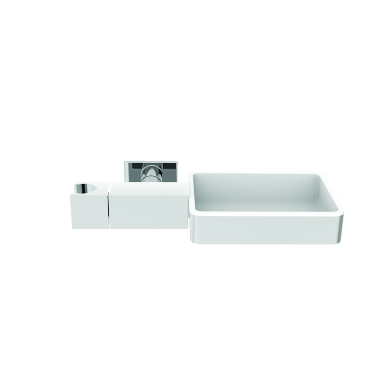 Support mural laiton pour douchette, tablette ABS/métal, fixation invisible