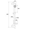 Ensemble MUTINE 2 jets, barre inox chromé Ø18x600mm, porte-savon, flexible 1,75 m