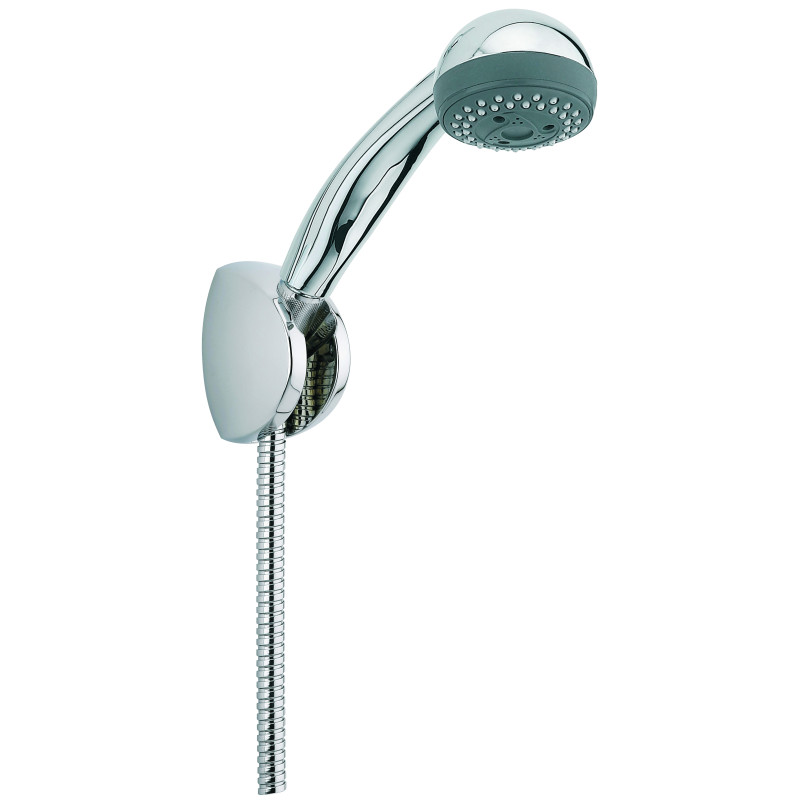 Kit de douche 2 jets MUTINE, flexible laiton double agrafage 1,50 m, support mural 3 positions