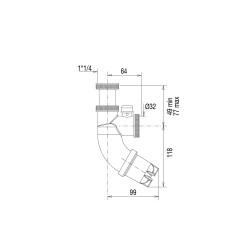 Siphon lavabo ABS chromé SIFOBLIC,réglable 49/77mm,sortie Ø32mm,débit : 39 l/mn