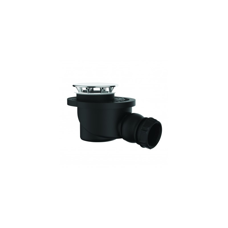 Bonde douche Ø60mm, capot métal Ø90mm, sortie horizontal à visser et/ou coller Ø40mm