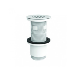 Bonde universelle lavabo écoulement libre,H. 100mm,ABS blanc,intercalaire blanc