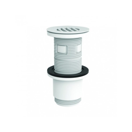Bonde universelle lavabo écoulement libre,H. 100mm,ABS blanc,intercalaire blanc