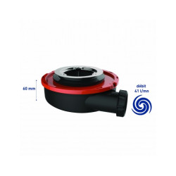Bonde extra-plate receveur Ø90, FLUSH 44, H. 60mm, sans capot, corps 70% PCR