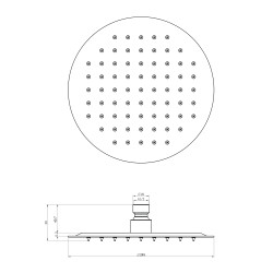 Pomme de tête ronde 250 mm PVD laiton brossé