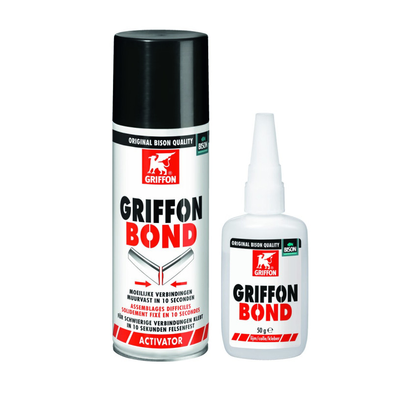 Griffon Bond colle rapide 50 G + activateur 200 ML pour préparer les surfaces
