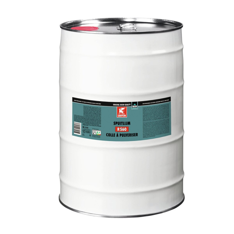 R 560 colle à pulvériser, base néoprène. sans odeurs, rouge 200 L